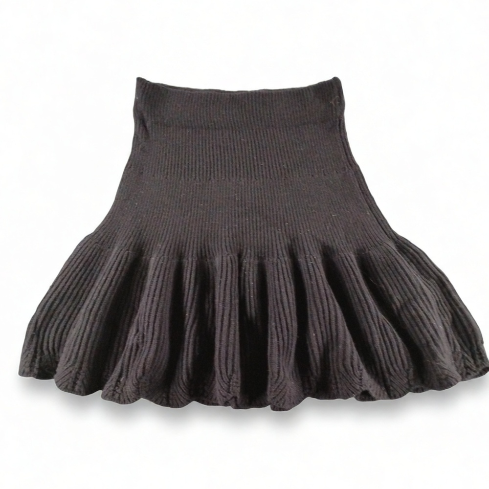 Leifnotes Skater Mini Skirt Size XS Ribbed Cotton Wool Blend High Waist Preppy